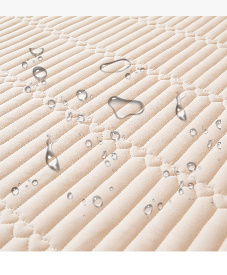 Washed Brushed Quilted Waterproof Fitted Sheet with Parallel Stripe Design – Soft, Breathable, Anti-Slip & 360° Mattress Protection