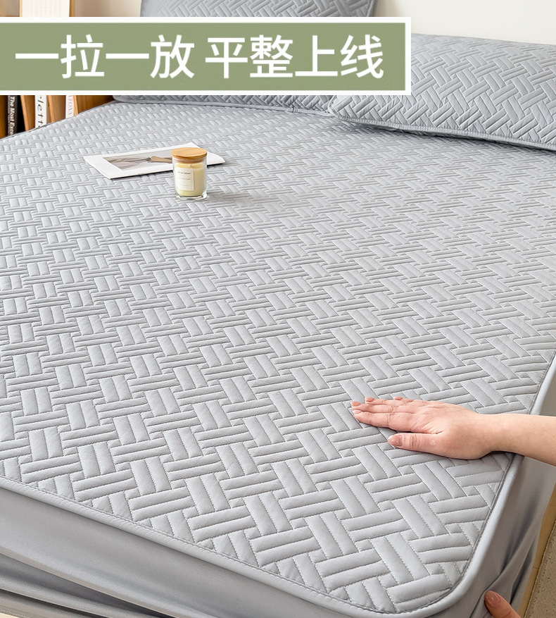 Washed Brushed Quilted Waterproof Fitted Sheet with Crosshatch Design – Soft, Breathable & 360° Mattress Protection