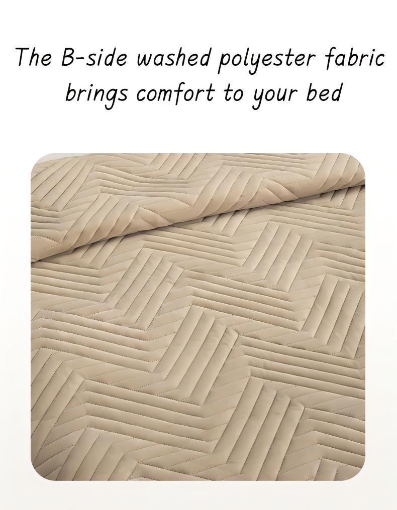 Crystal Velvet Quilted Bedspread Set with Geometric Wave Ultrasonic Design – Soft, Breathable & Easy-Care 3-Piece Bedding Set