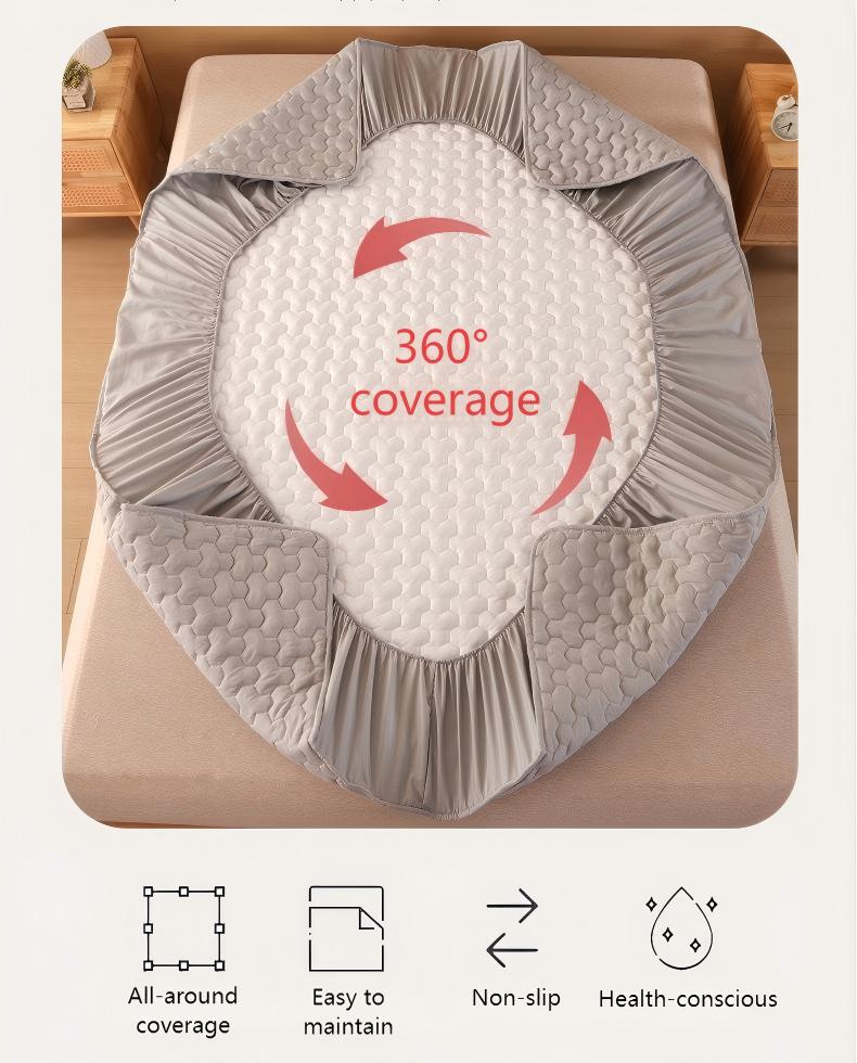 Washed Brushed Quilted Waterproof Fitted Sheet with Triangular Diamond Design – Soft, Breathable & 360° Mattress Protection