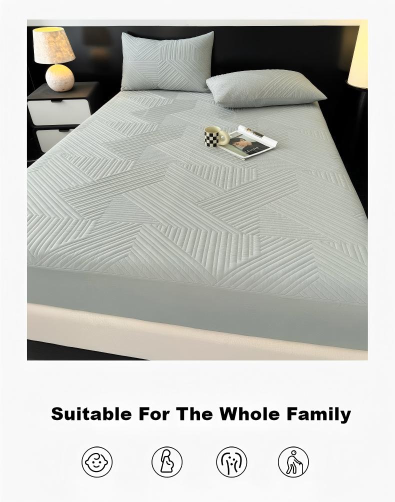 Washed Brushed Quilted Waterproof Fitted Sheet with Star Pattern – Soft, Breathable & 360° Mattress Protection