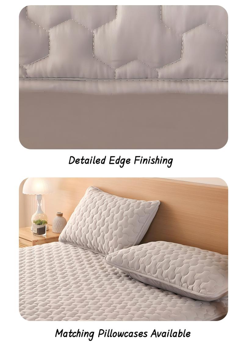 Washed Brushed Quilted Waterproof Fitted Sheet with Triangular Diamond Design – Soft, Breathable & 360° Mattress Protection