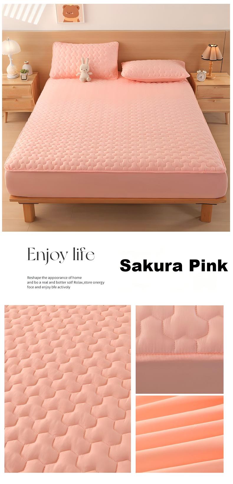 Washed Brushed Quilted Waterproof Fitted Sheet with Triangular Diamond Design – Soft, Breathable & 360° Mattress Protection