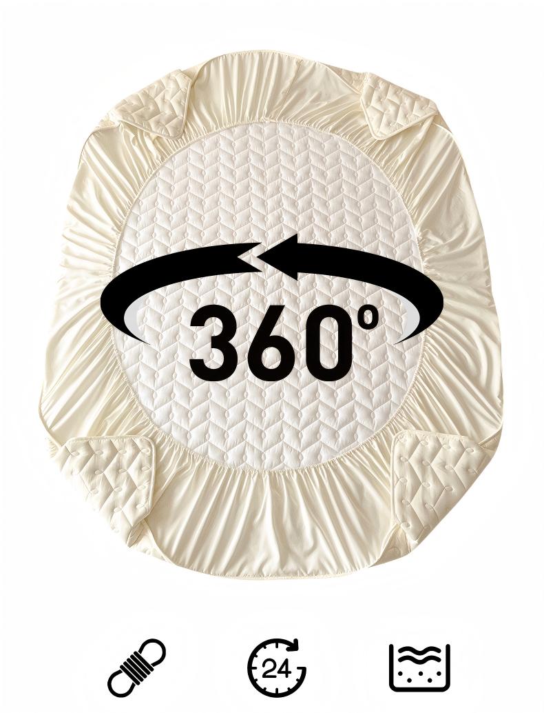 Washed Brushed Quilted Waterproof Fitted Sheet with Rippled Design – Soft, Breathable & 360° Mattress Protection