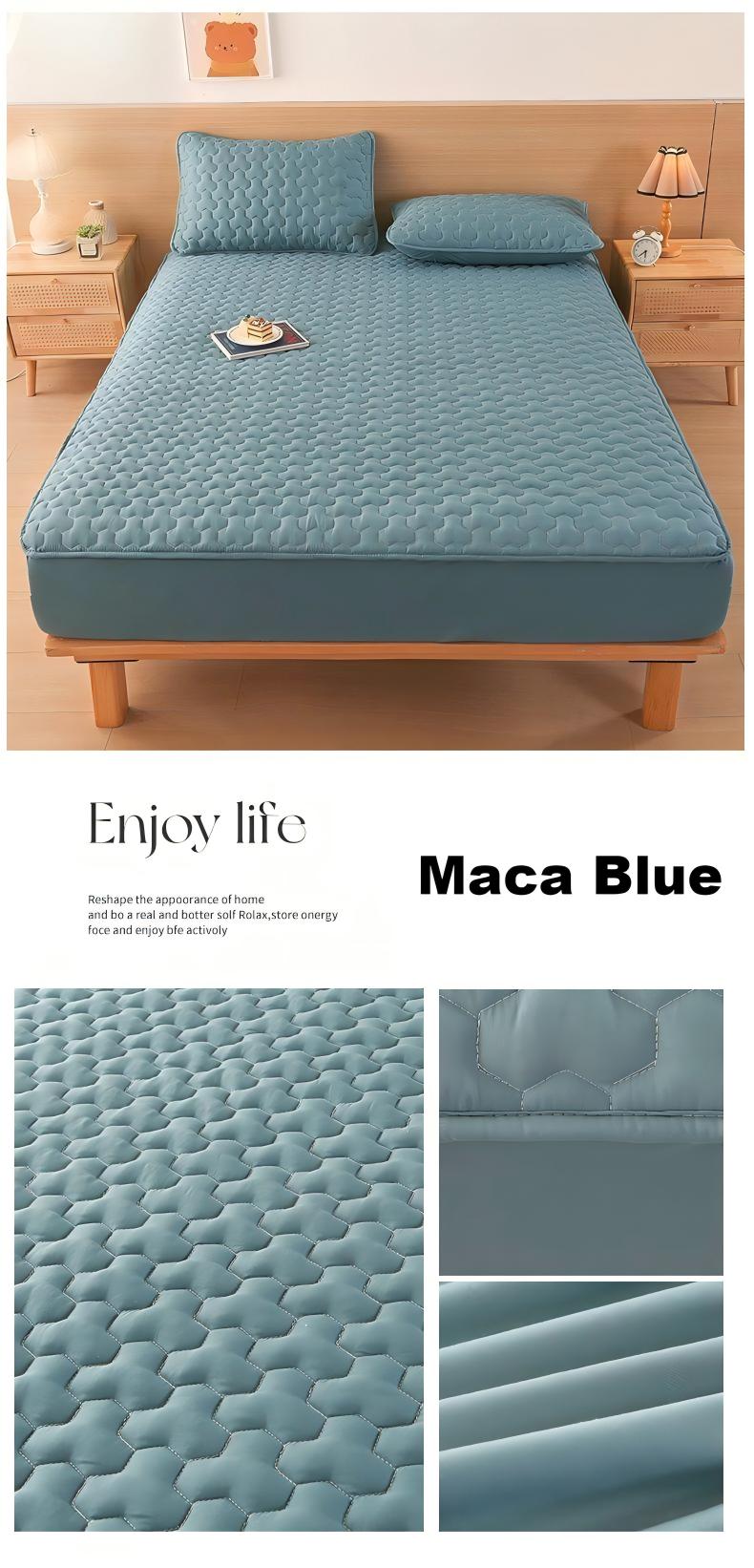 Washed Brushed Quilted Waterproof Fitted Sheet with Triangular Diamond Design – Soft, Breathable & 360° Mattress Protection