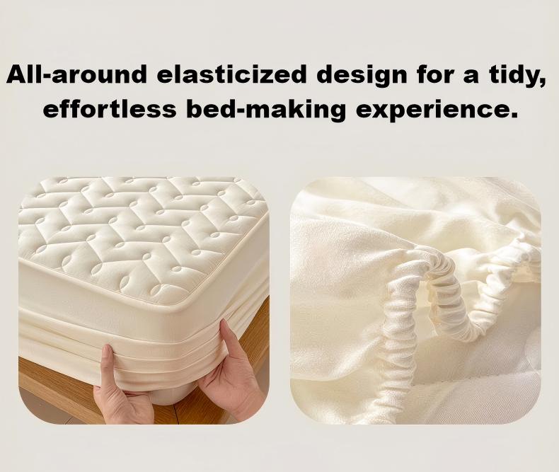 Washed Brushed Quilted Waterproof Fitted Sheet with Rippled Design – Soft, Breathable & 360° Mattress Protection