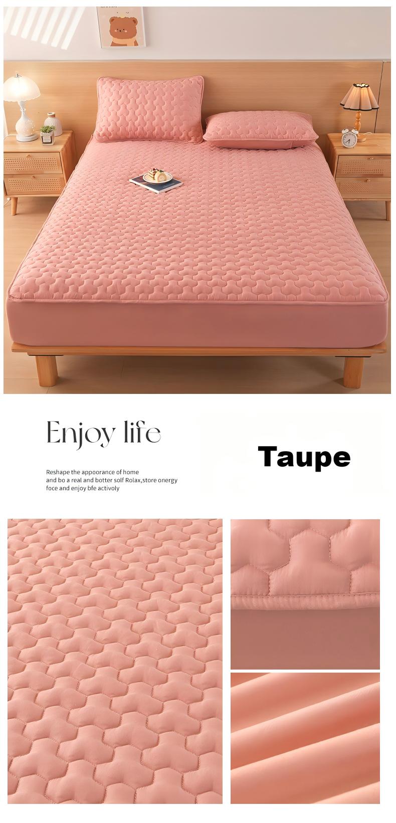 Washed Brushed Quilted Waterproof Fitted Sheet with Triangular Diamond Design – Soft, Breathable & 360° Mattress Protection