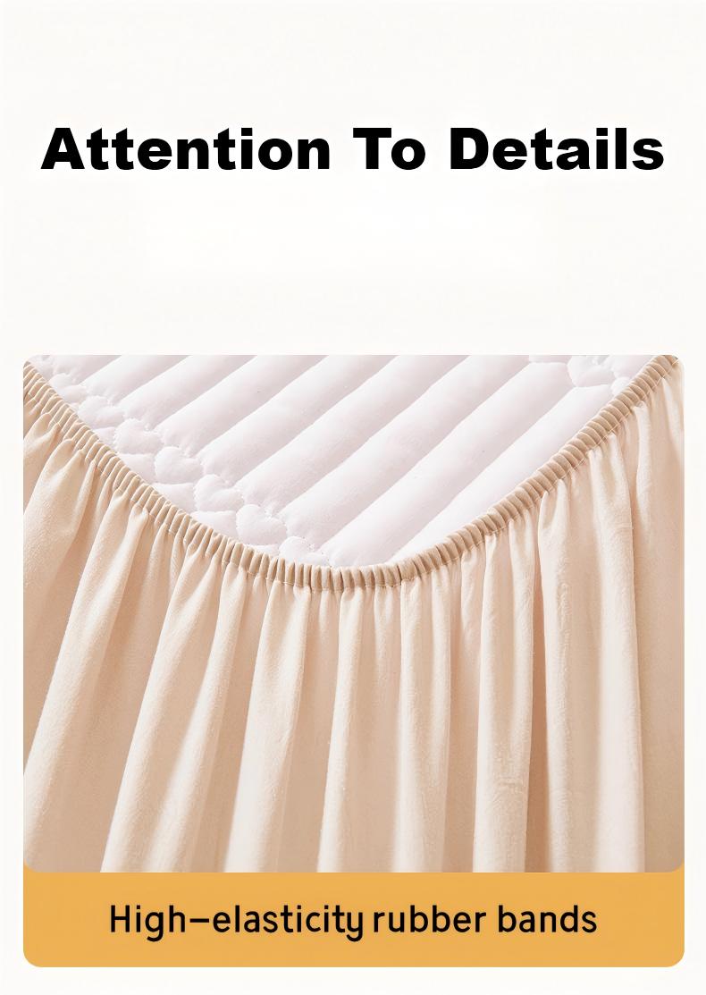 Washed Brushed Quilted Waterproof Fitted Sheet with Parallel Stripe Design – Soft, Breathable, Anti-Slip & 360° Mattress Protection