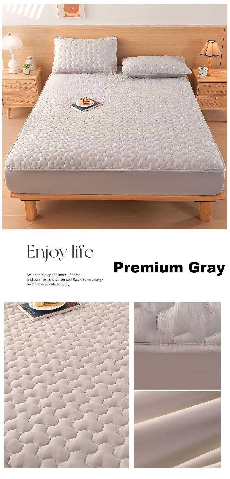 Washed Brushed Quilted Waterproof Fitted Sheet with Triangular Diamond Design – Soft, Breathable & 360° Mattress Protection