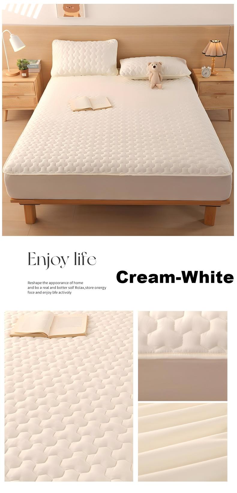 Washed Brushed Quilted Waterproof Fitted Sheet with Triangular Diamond Design – Soft, Breathable & 360° Mattress Protection