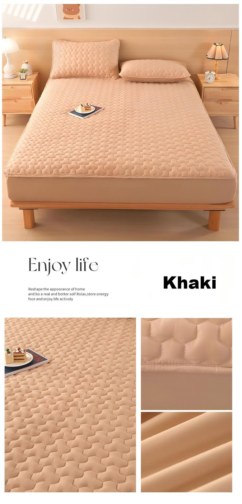 Washed Brushed Quilted Waterproof Fitted Sheet with Triangular Diamond Design – Soft, Breathable & 360° Mattress Protection