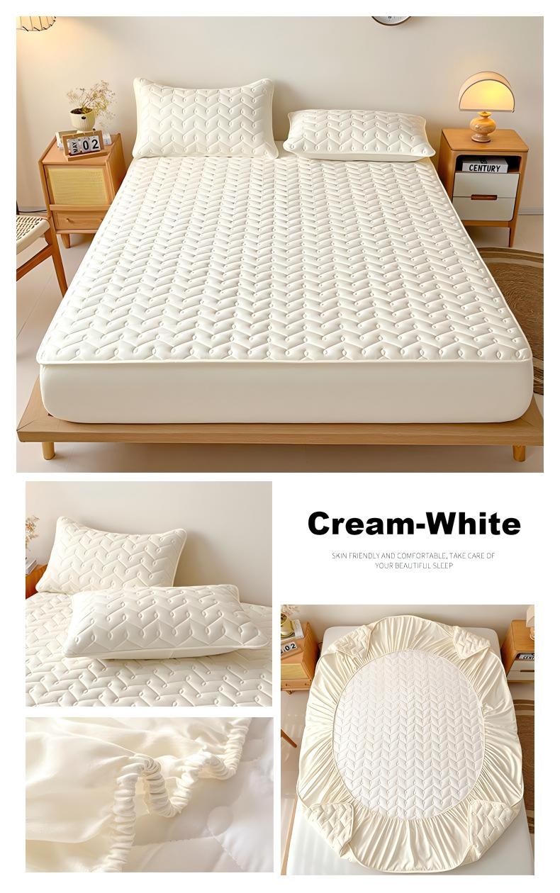 Washed Brushed Quilted Waterproof Fitted Sheet with Rippled Design – Soft, Breathable & 360° Mattress Protection