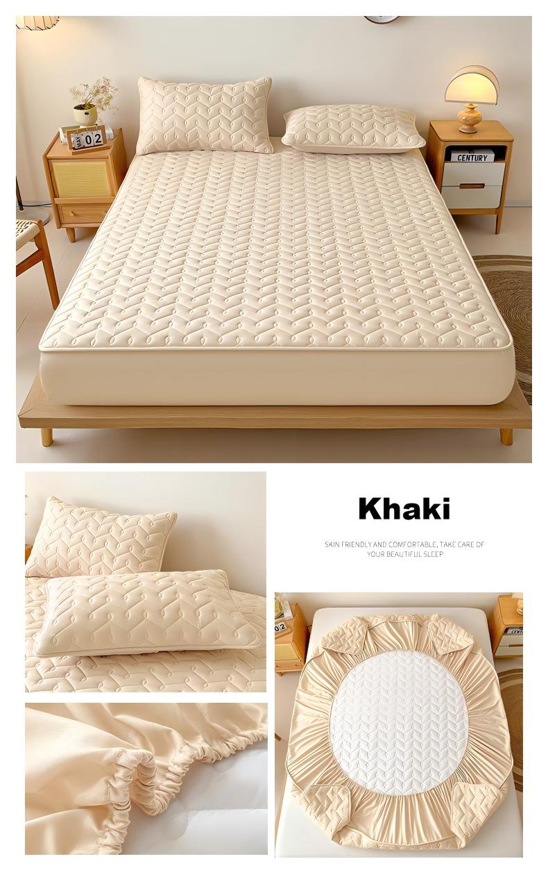 Washed Brushed Quilted Waterproof Fitted Sheet with Rippled Design – Soft, Breathable & 360° Mattress Protection