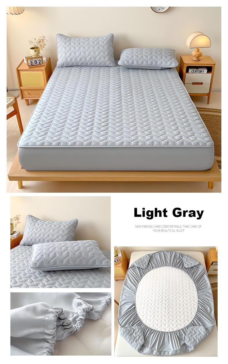 Washed Brushed Quilted Waterproof Fitted Sheet with Rippled Design – Soft, Breathable & 360° Mattress Protection