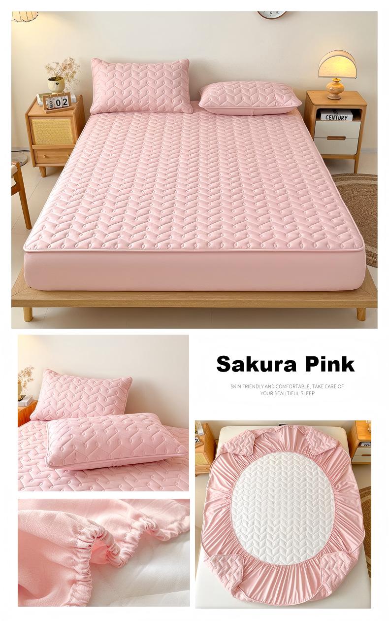 Washed Brushed Quilted Waterproof Fitted Sheet with Rippled Design – Soft, Breathable & 360° Mattress Protection