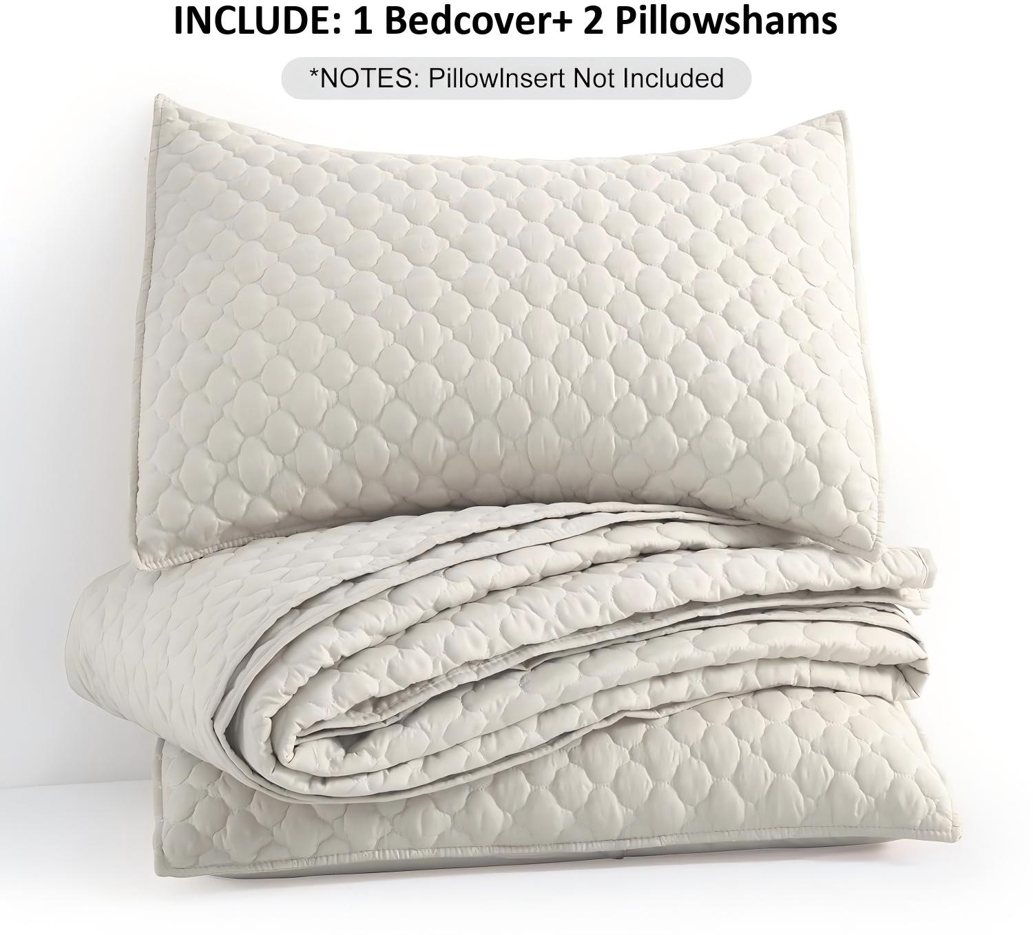 Shell-Shaped Ultrasonic Quilted Bedspread Set – Soft Microfiber, Classic Design & Down-Alternative Filling