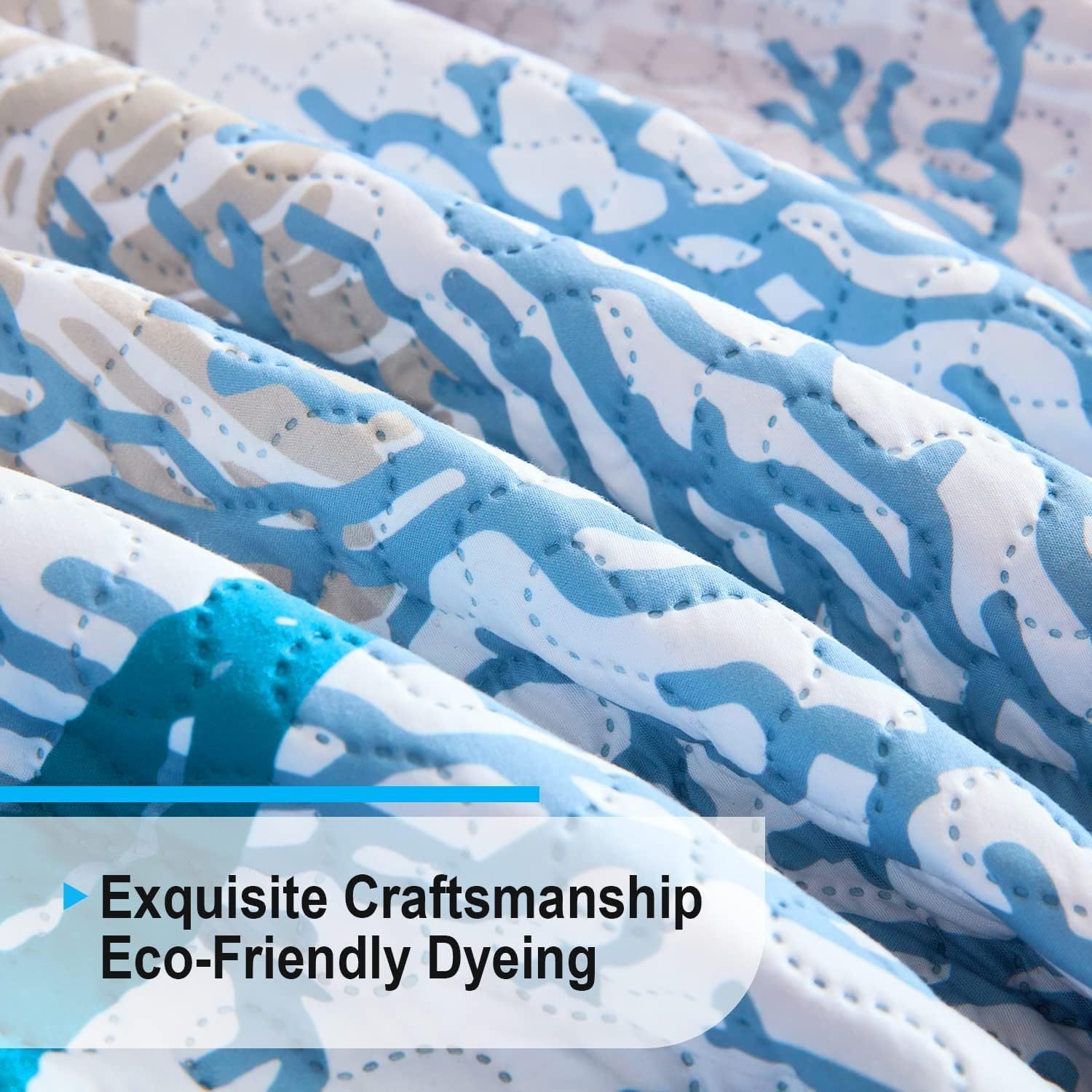 Microfiber Quilted Bedspread Set with Ocean-Inspired Ultrasonic Design – Soft, Breathable & Easy-Care 3-Piece Bedspread Set