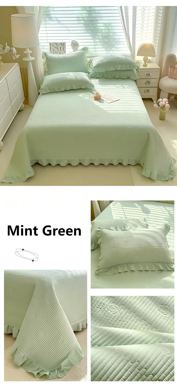 Camellia Quilted Bedspread Set – Soft Microfiber, Elegant Floral Stitching & Flanged Edge Design