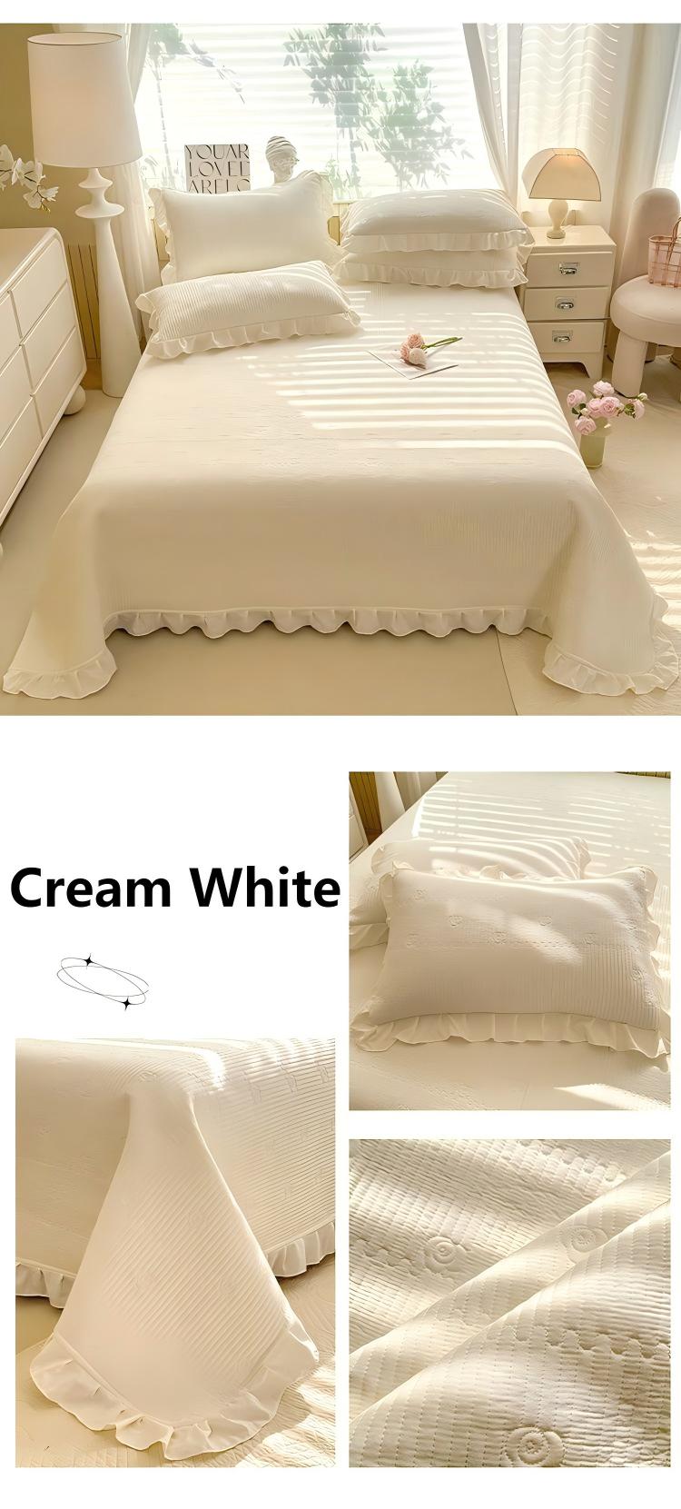 Camellia Quilted Bedspread Set – Soft Microfiber, Elegant Floral Stitching & Flanged Edge Design