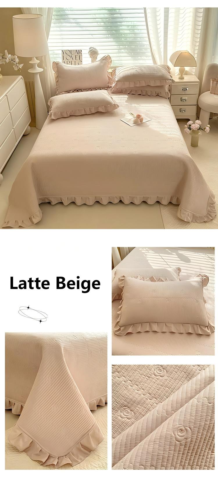 Camellia Quilted Bedspread Set – Soft Microfiber, Elegant Floral Stitching & Flanged Edge Design