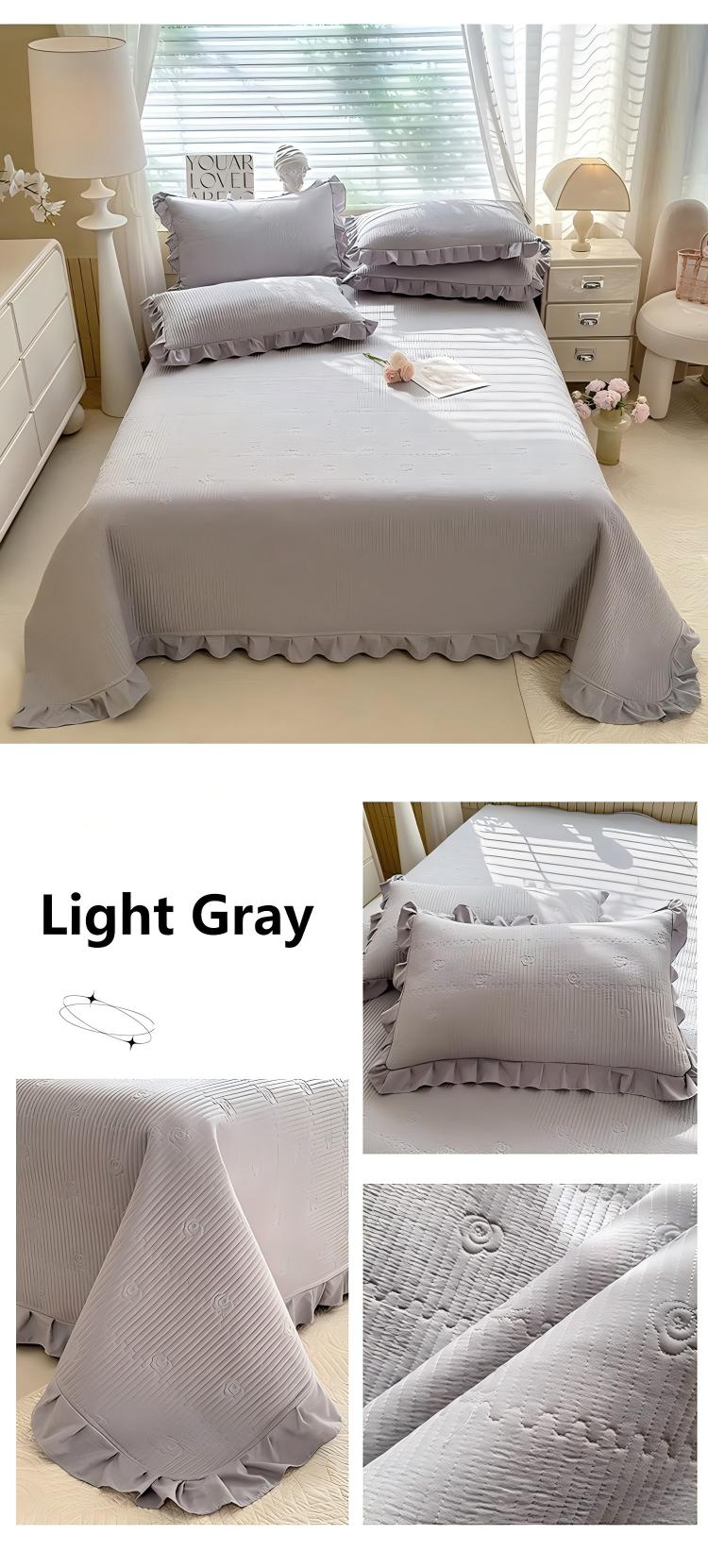 Camellia Quilted Bedspread Set – Soft Microfiber, Elegant Floral Stitching & Flanged Edge Design