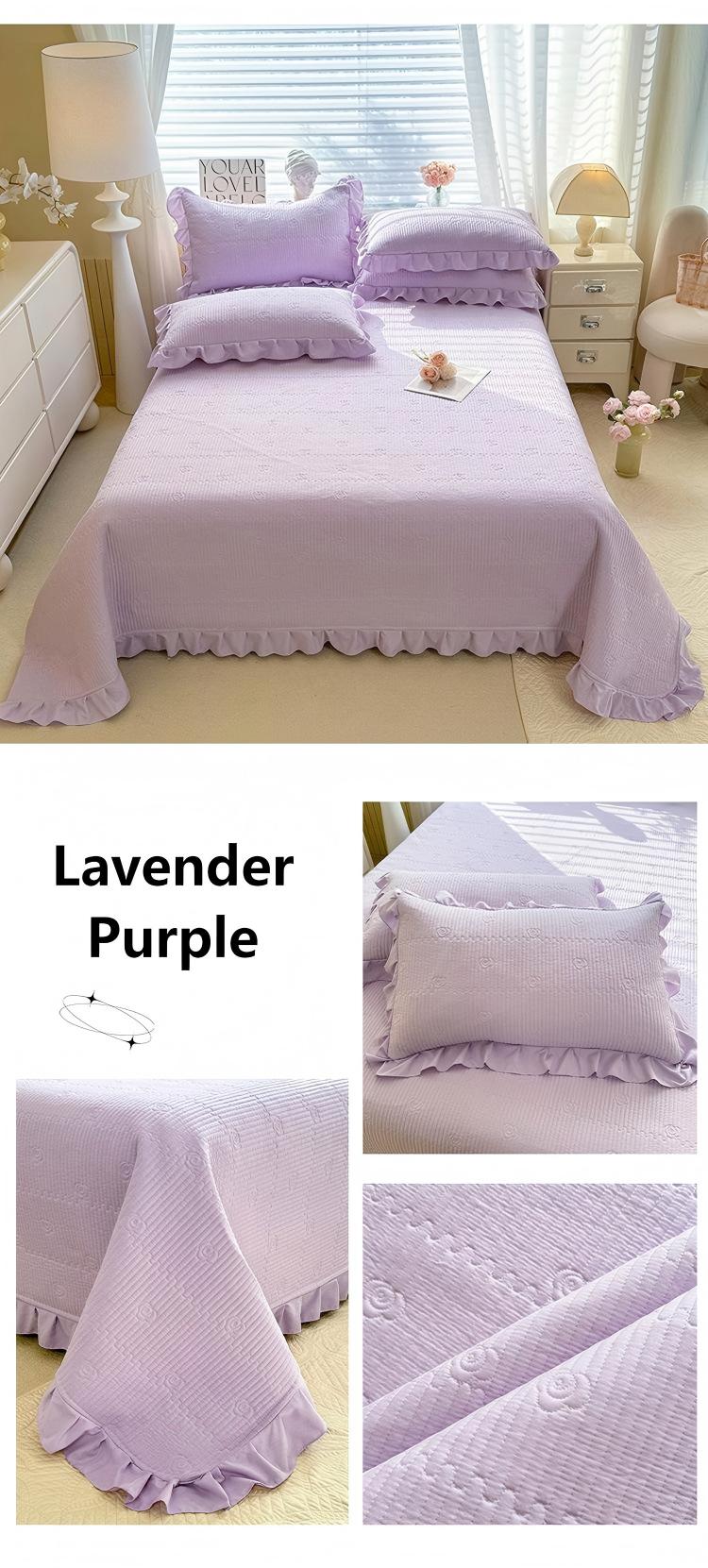 Camellia Quilted Bedspread Set – Soft Microfiber, Elegant Floral Stitching & Flanged Edge Design