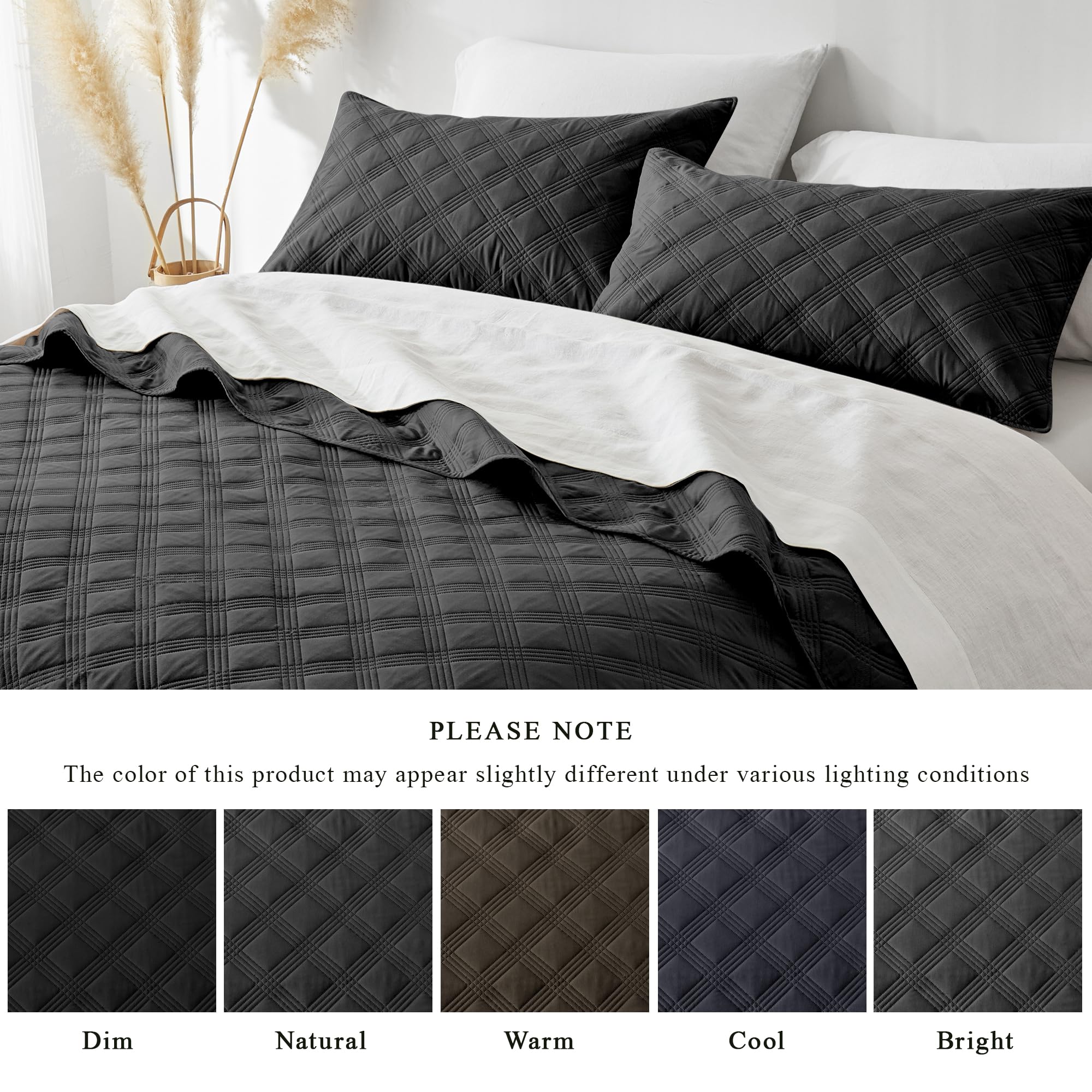 Microfiber Quilted Bedspread Set – Classic Diamond Ultrasonic Embossing, 3-Piece Soft & Breathable Bedspread Set