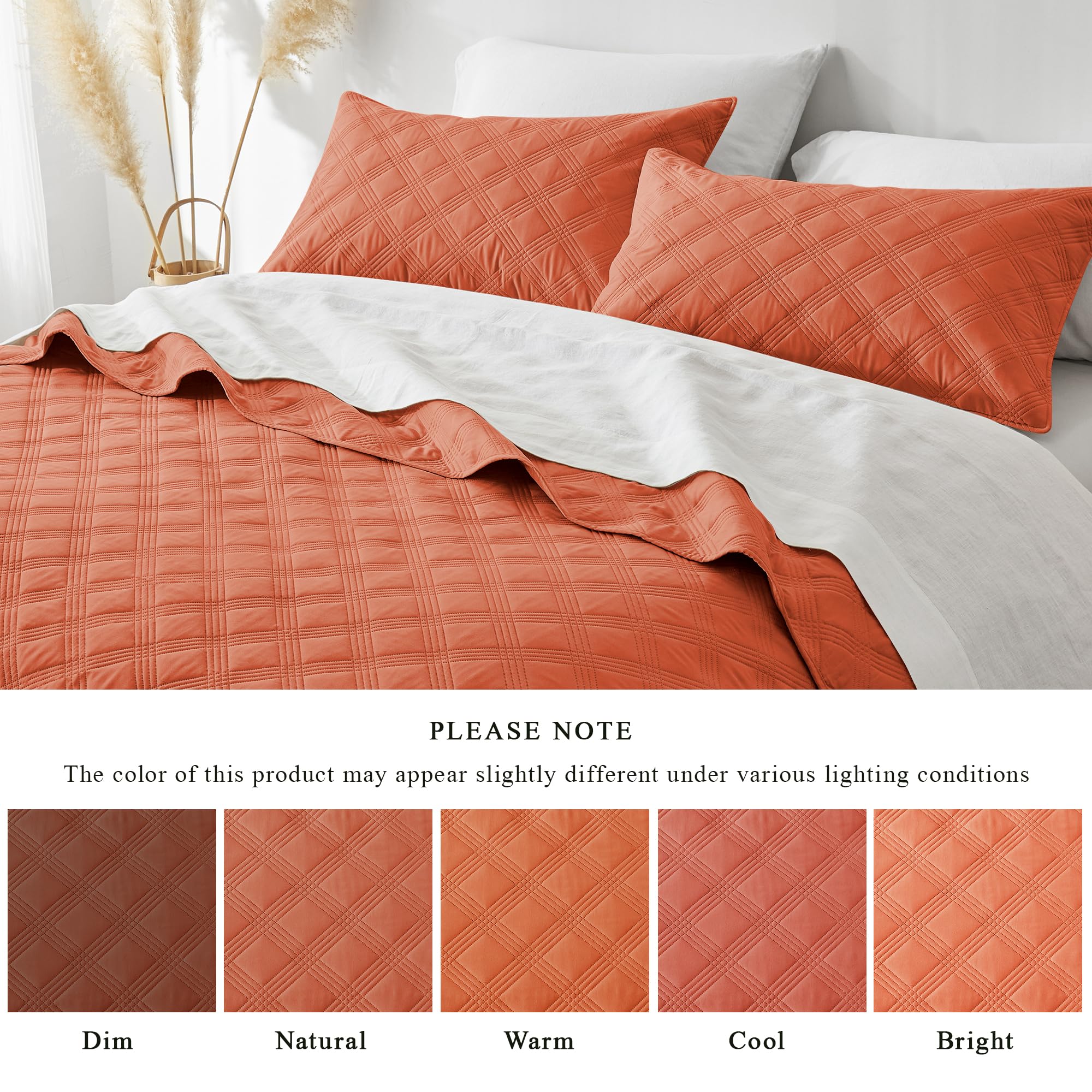 Microfiber Quilted Bedspread Set – Classic Diamond Ultrasonic Embossing, 3-Piece Soft & Breathable Bedspread Set