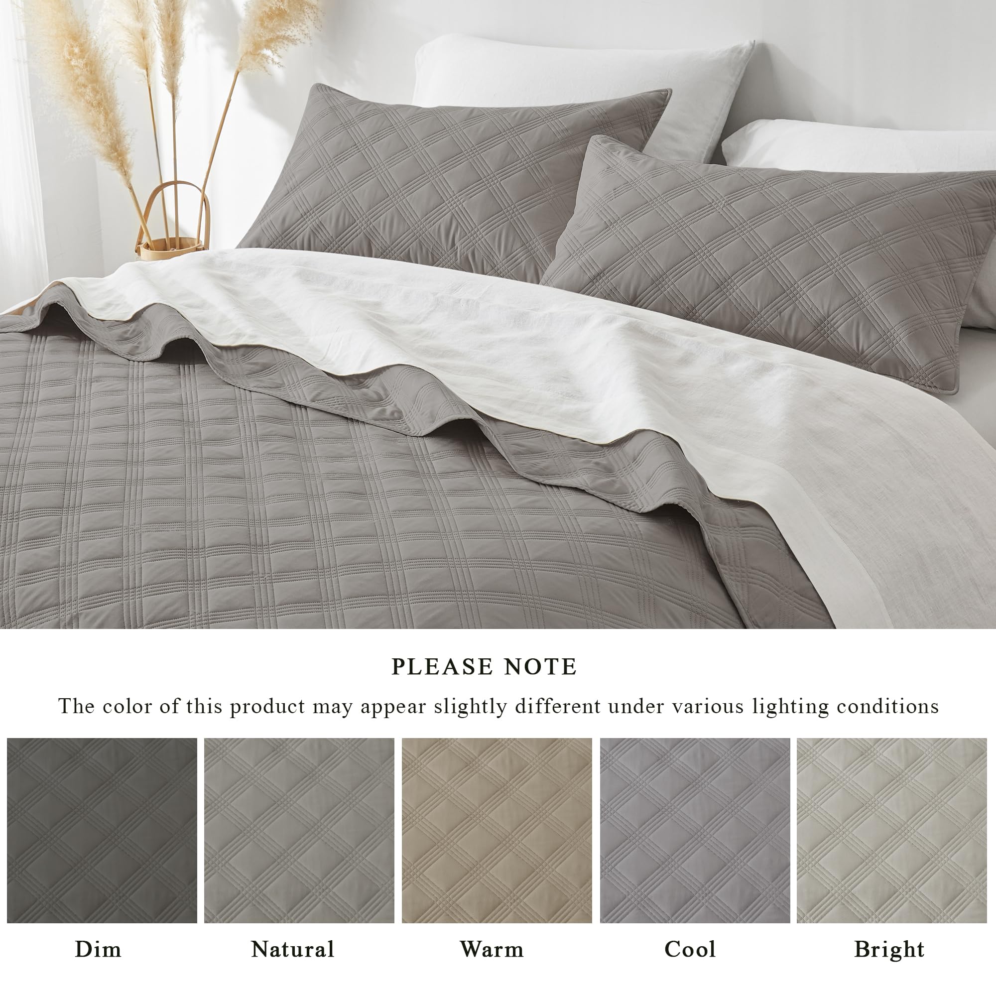 Microfiber Quilted Bedspread Set – Classic Diamond Ultrasonic Embossing, 3-Piece Soft & Breathable Bedspread Set