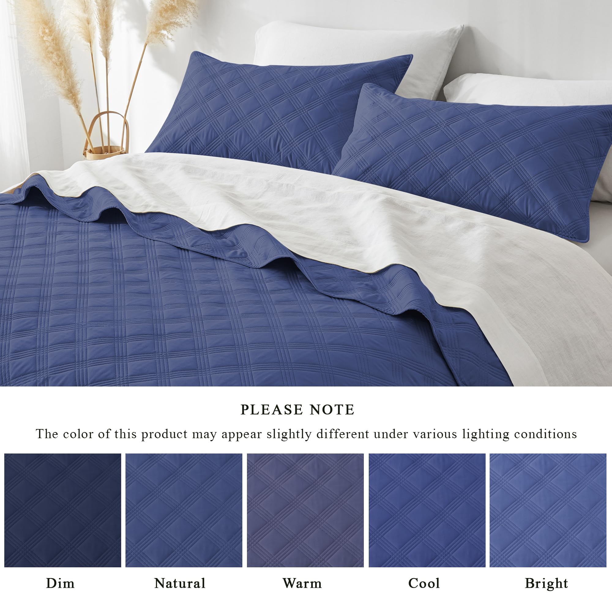 Microfiber Quilted Bedspread Set – Classic Diamond Ultrasonic Embossing, 3-Piece Soft & Breathable Bedspread Set