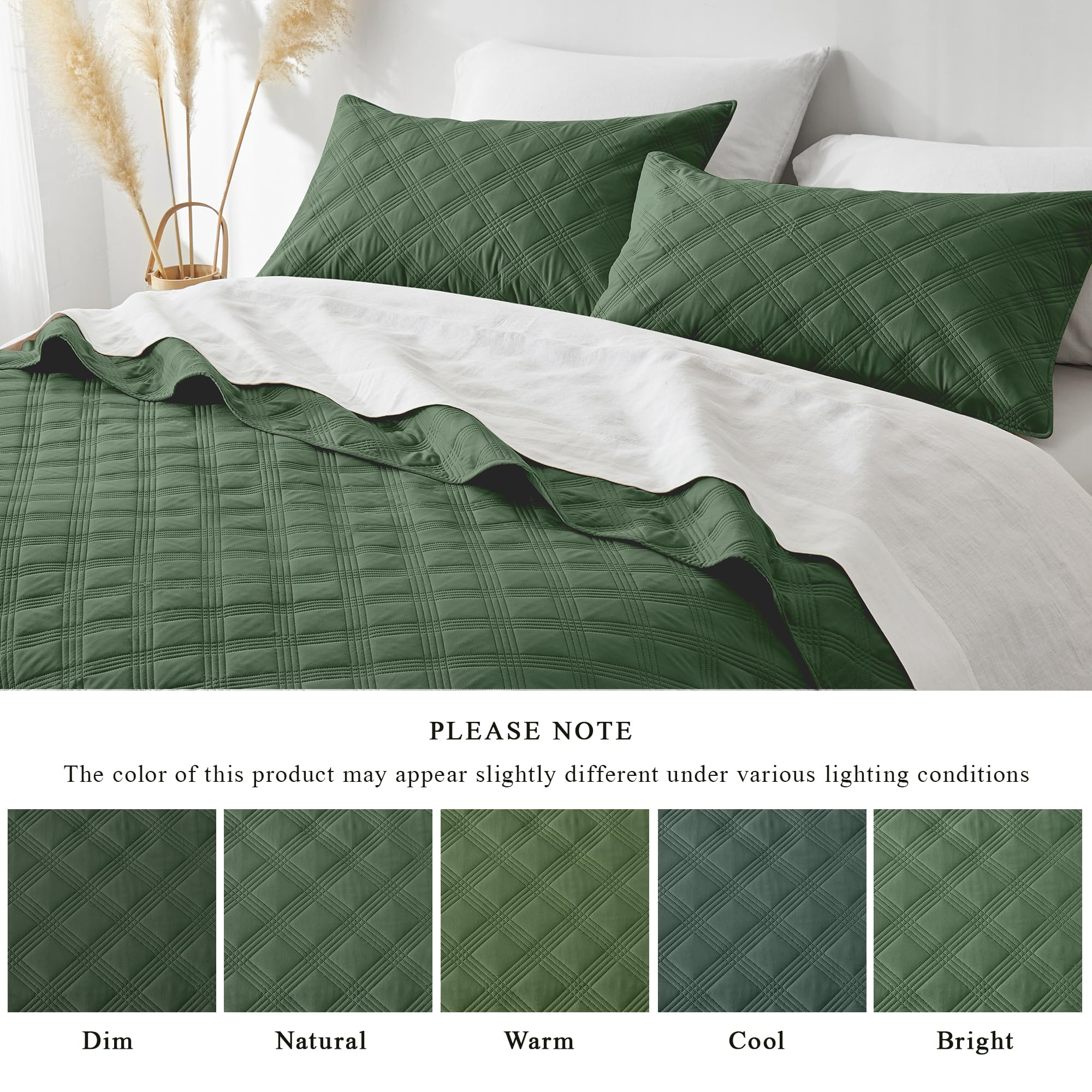 Microfiber Quilted Bedspread Set – Classic Diamond Ultrasonic Embossing, 3-Piece Soft & Breathable Bedspread Set