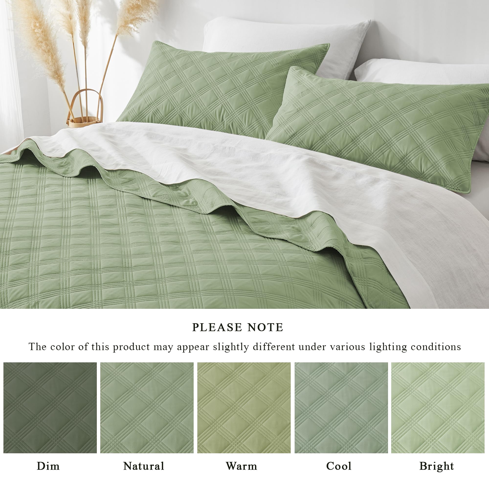 Microfiber Quilted Bedspread Set – Classic Diamond Ultrasonic Embossing, 3-Piece Soft & Breathable Bedspread Set