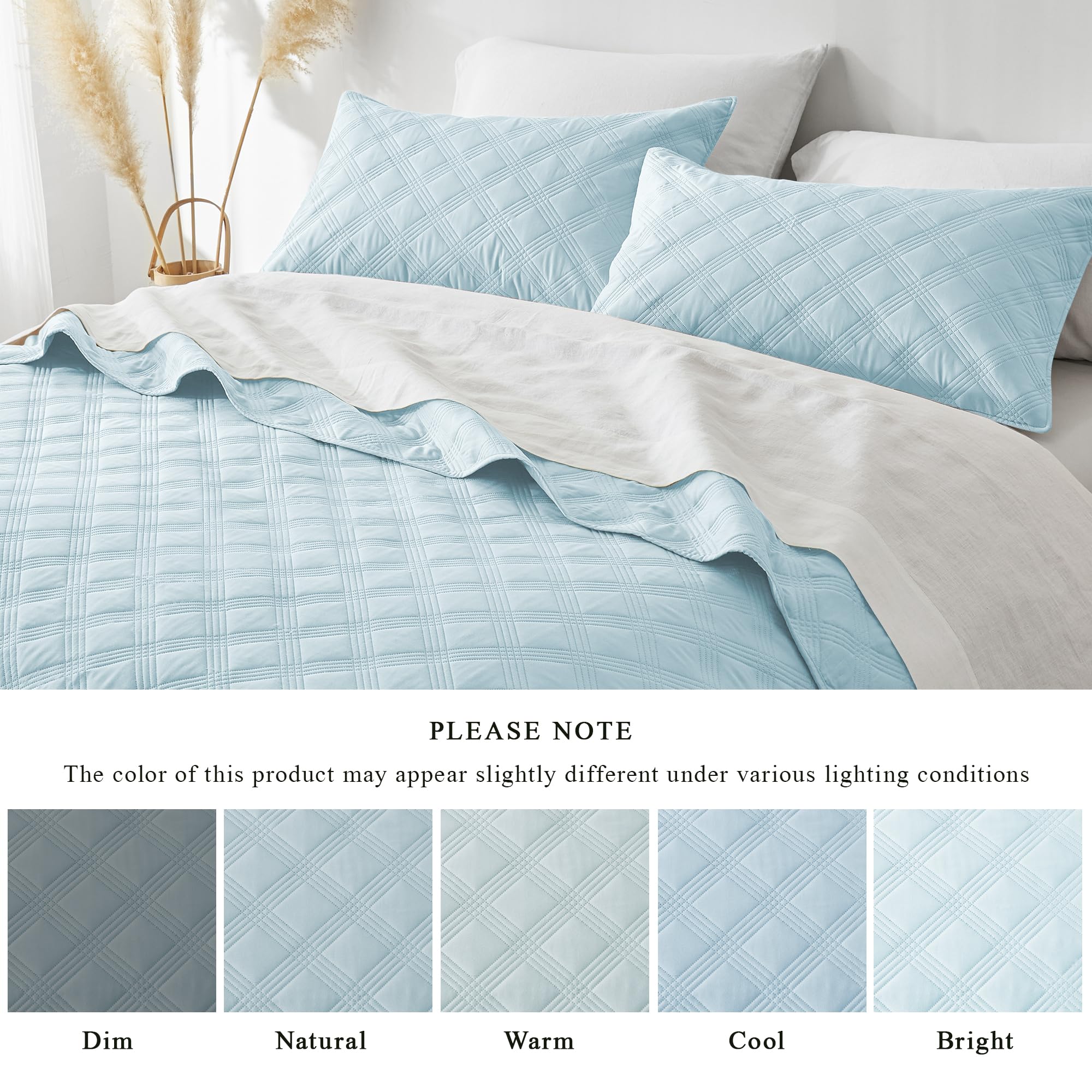 Microfiber Quilted Bedspread Set – Classic Diamond Ultrasonic Embossing, 3-Piece Soft & Breathable Bedspread Set