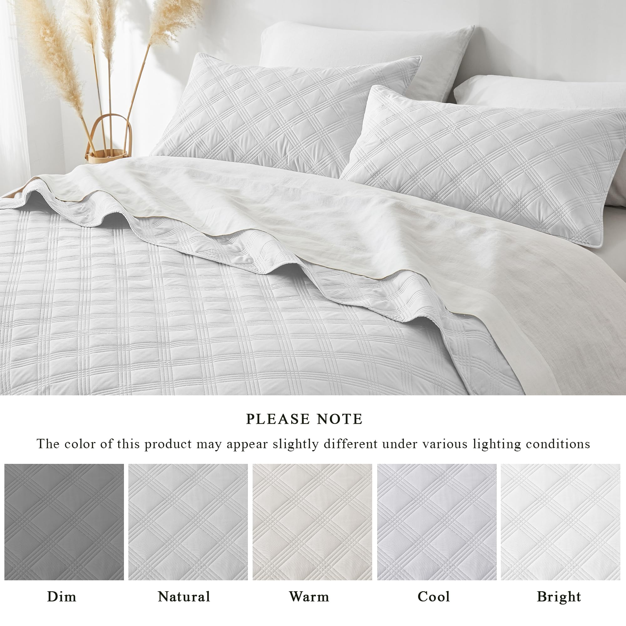 Microfiber Quilted Bedspread Set – Classic Diamond Ultrasonic Embossing, 3-Piece Soft & Breathable Bedspread Set