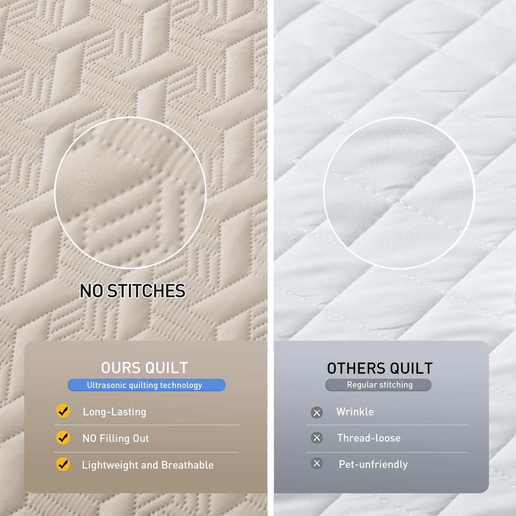 Microfiber Quilted Bedspread Set – Elegant Basket Pattern Ultrasonic Embossing, 3-Piece Soft & Breathable Bedspread Set