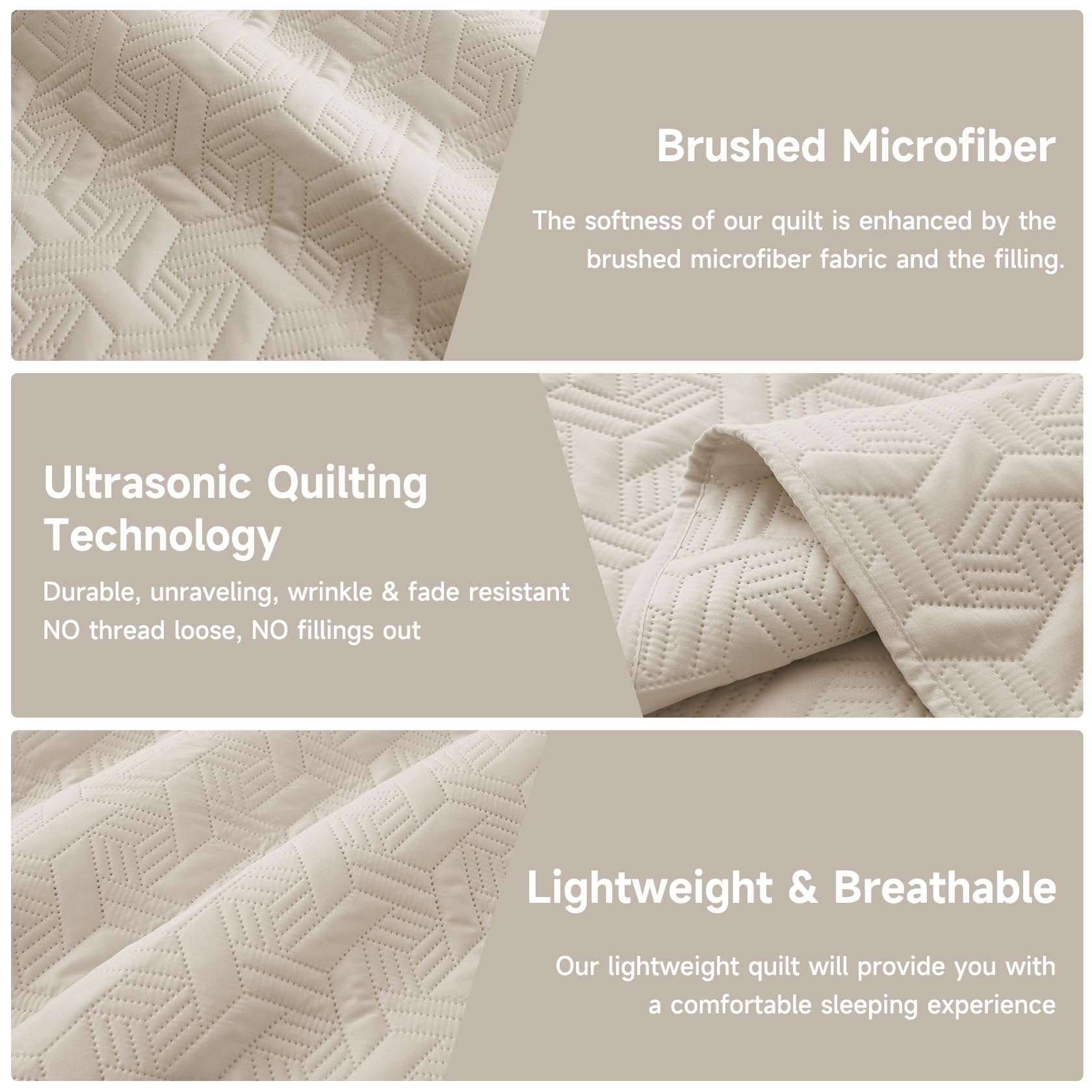 Microfiber Quilted Bedspread Set – Elegant Basket Pattern Ultrasonic Embossing, 3-Piece Soft & Breathable Bedspread Set