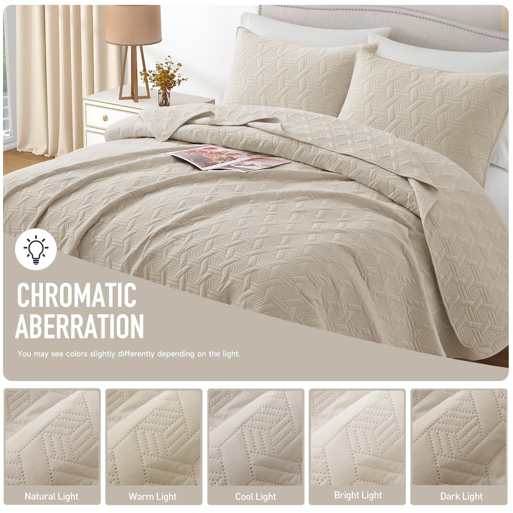Microfiber Quilted Bedspread Set – Elegant Basket Pattern Ultrasonic Embossing, 3-Piece Soft & Breathable Bedspread Set
