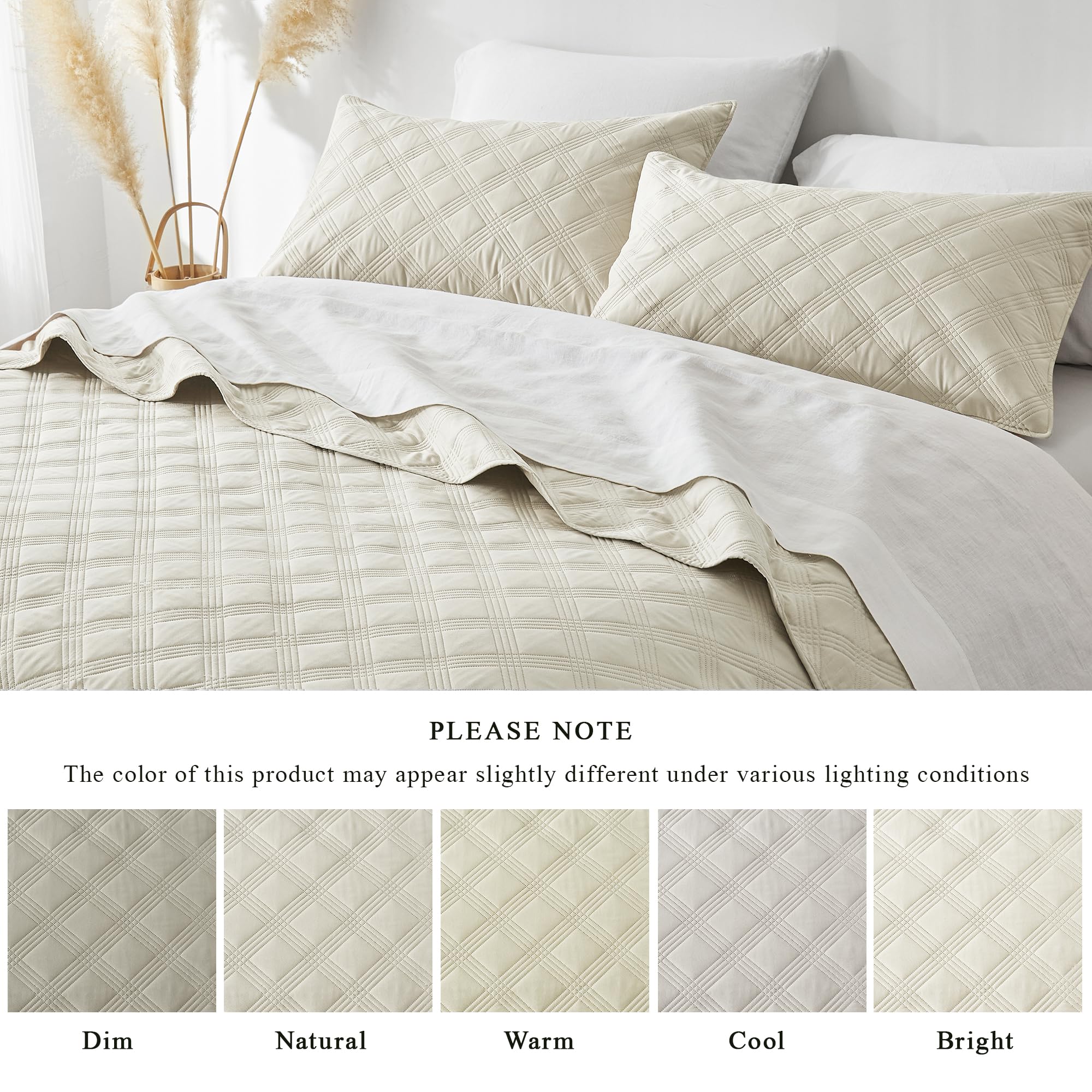 Microfiber Quilted Bedspread Set – Classic Diamond Ultrasonic Embossing, 3-Piece Soft & Breathable Bedspread Set