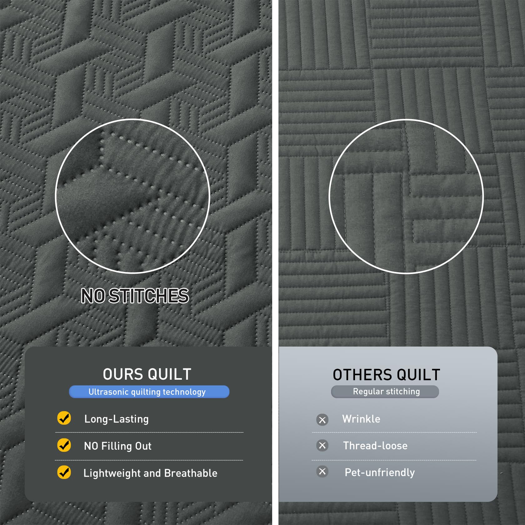 Microfiber Quilted Bedspread Set – Elegant Basket Pattern Ultrasonic Embossing, 3-Piece Soft & Breathable Bedspread Set