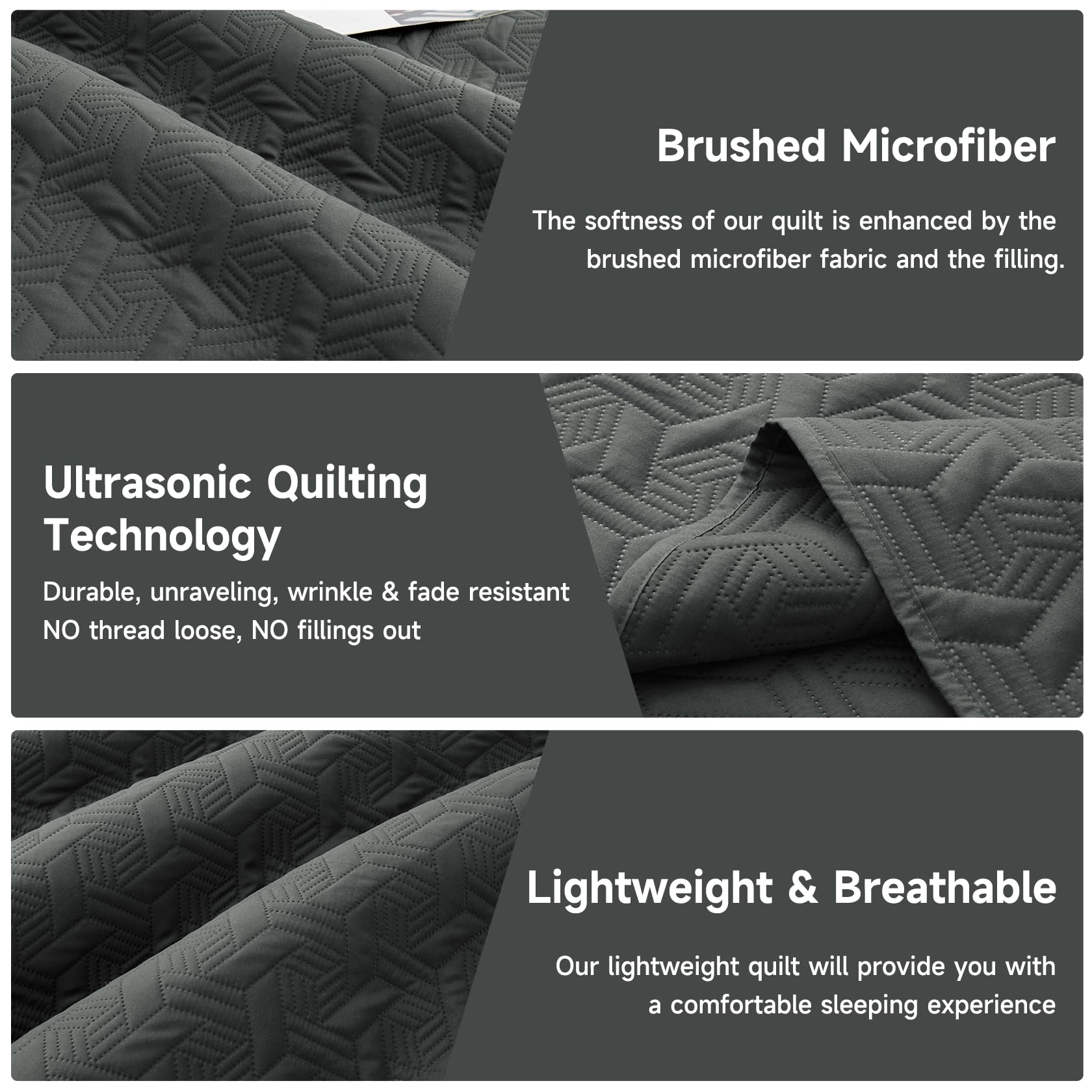 Microfiber Quilted Bedspread Set – Elegant Basket Pattern Ultrasonic Embossing, 3-Piece Soft & Breathable Bedspread Set