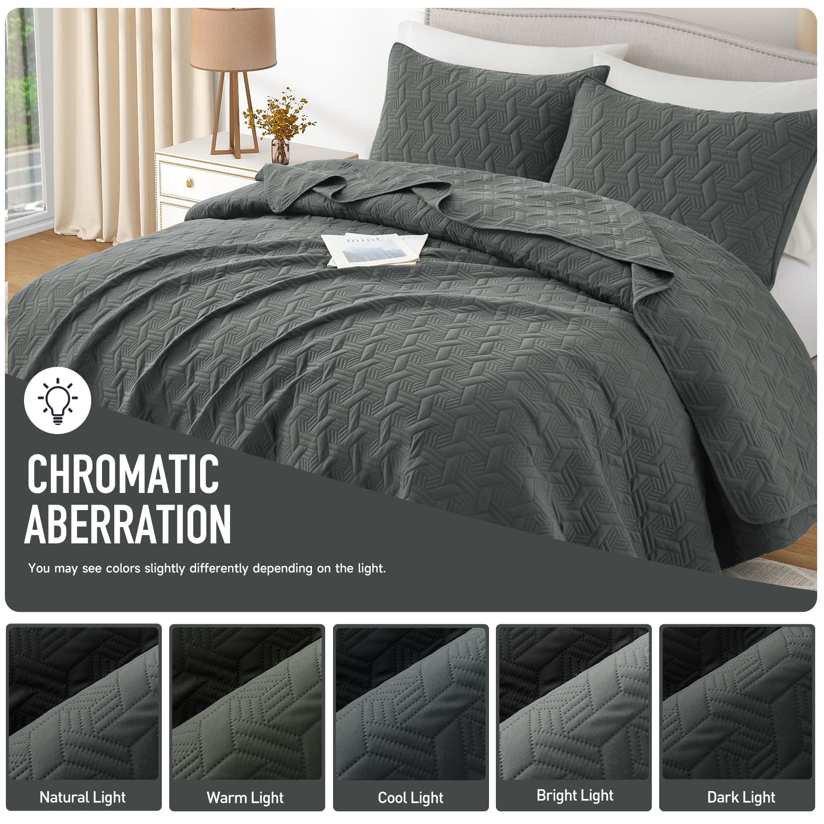 Microfiber Quilted Bedspread Set – Elegant Basket Pattern Ultrasonic Embossing, 3-Piece Soft & Breathable Bedspread Set