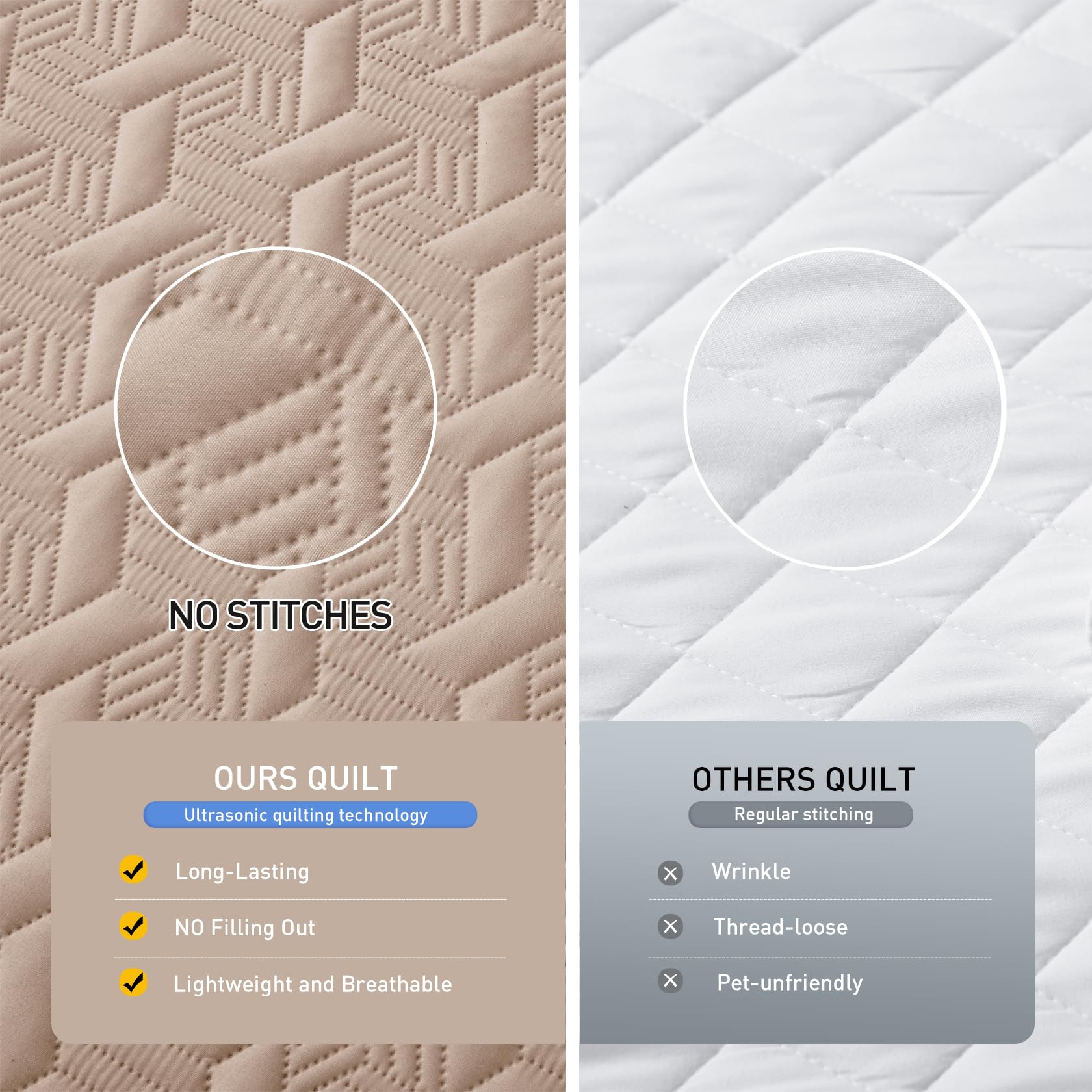 Microfiber Quilted Bedspread Set – Elegant Basket Pattern Ultrasonic Embossing, 3-Piece Soft & Breathable Bedspread Set