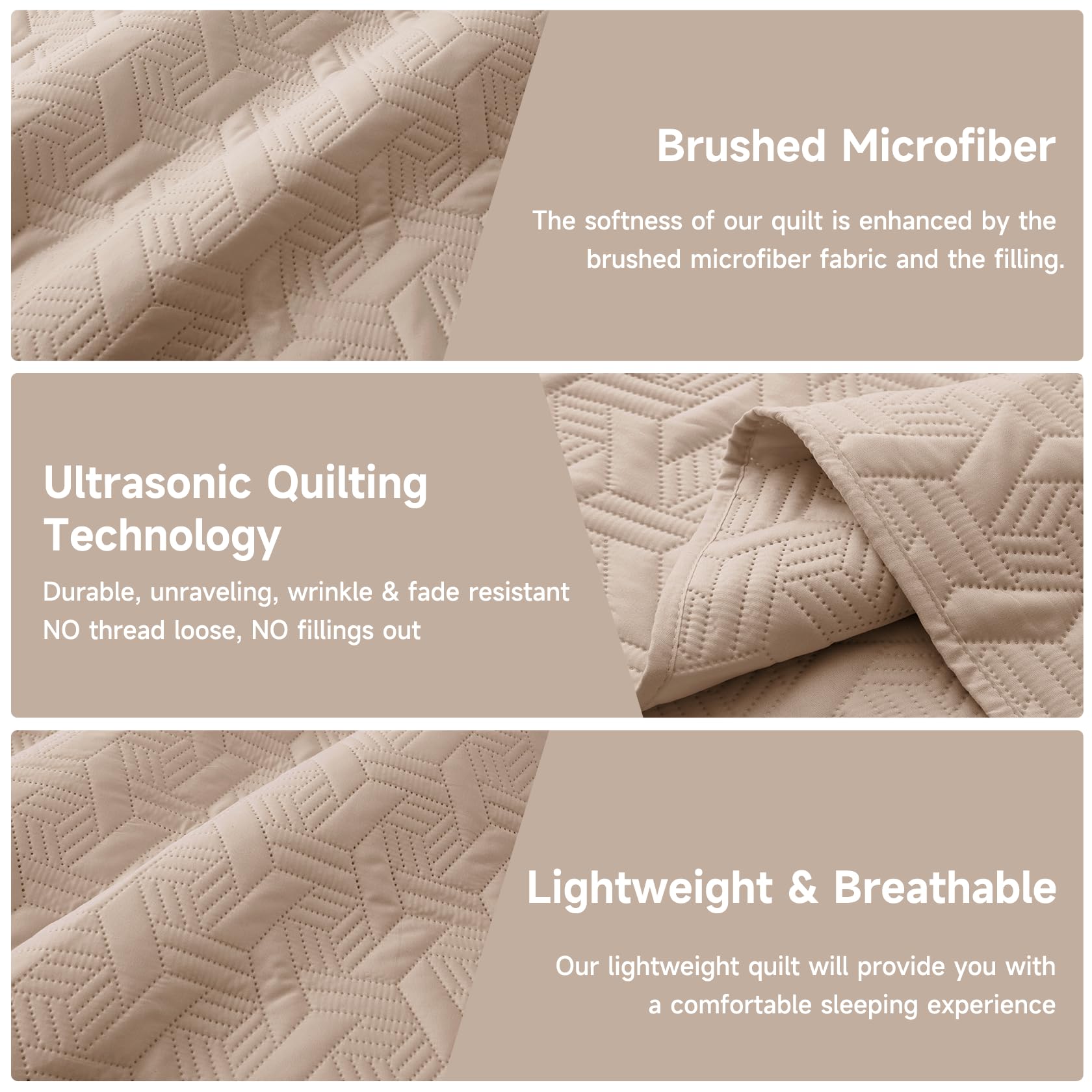 Microfiber Quilted Bedspread Set – Elegant Basket Pattern Ultrasonic Embossing, 3-Piece Soft & Breathable Bedspread Set