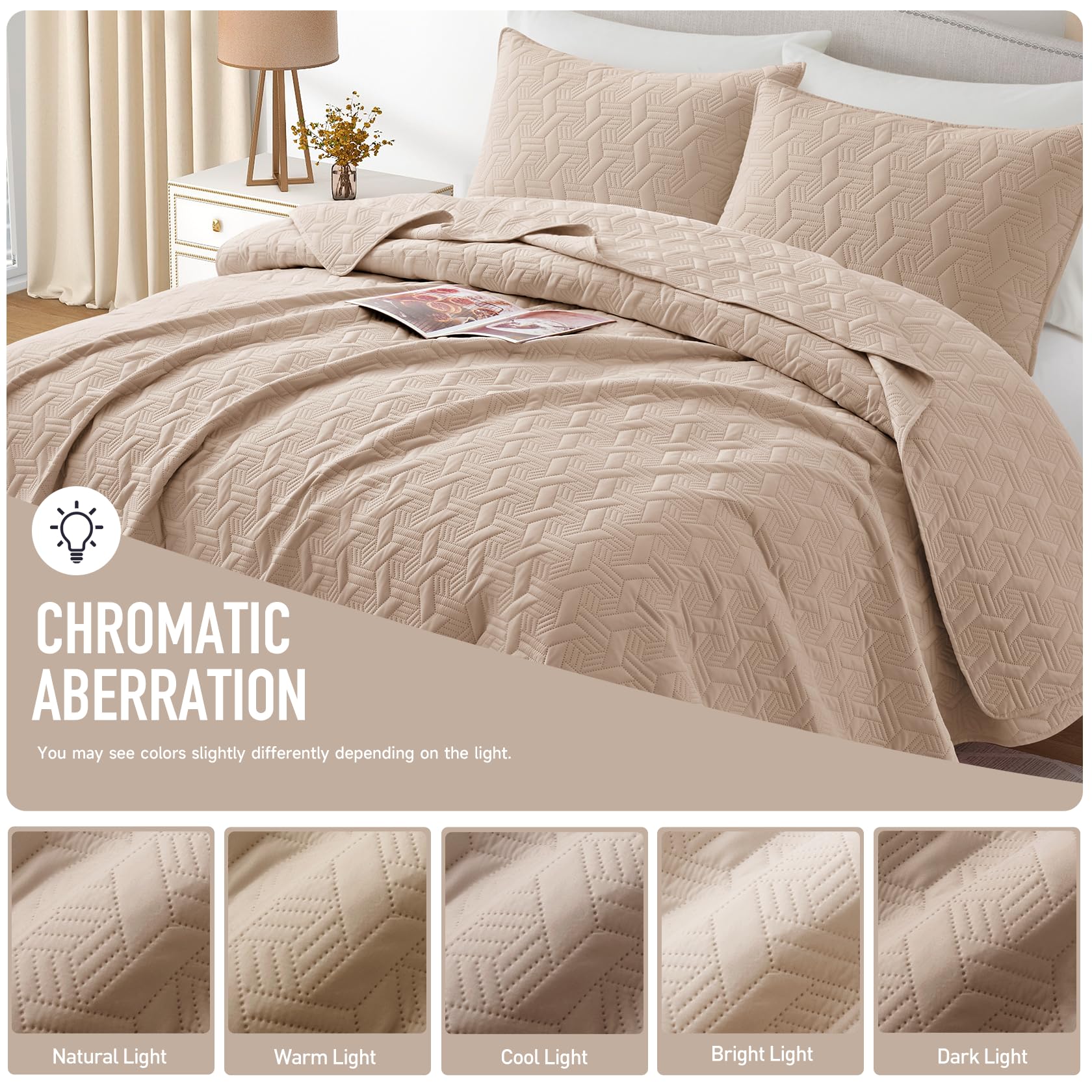 Microfiber Quilted Bedspread Set – Elegant Basket Pattern Ultrasonic Embossing, 3-Piece Soft & Breathable Bedspread Set