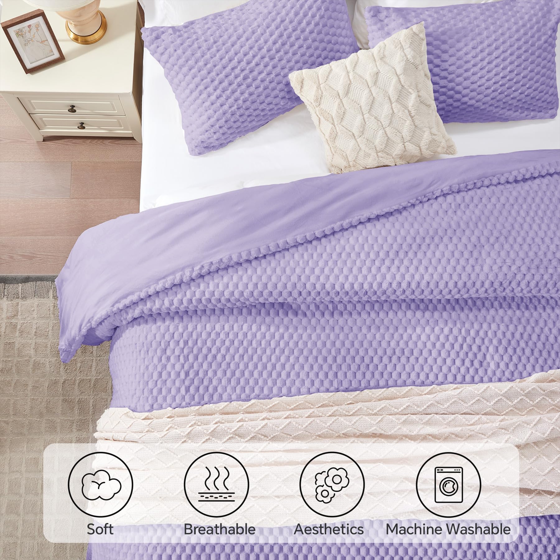 3D Jacquard Plush Flannel Comforter Set – Luxurious Textured Bedding with Down-Alternative Fill, Soft, Warm & Elegant
