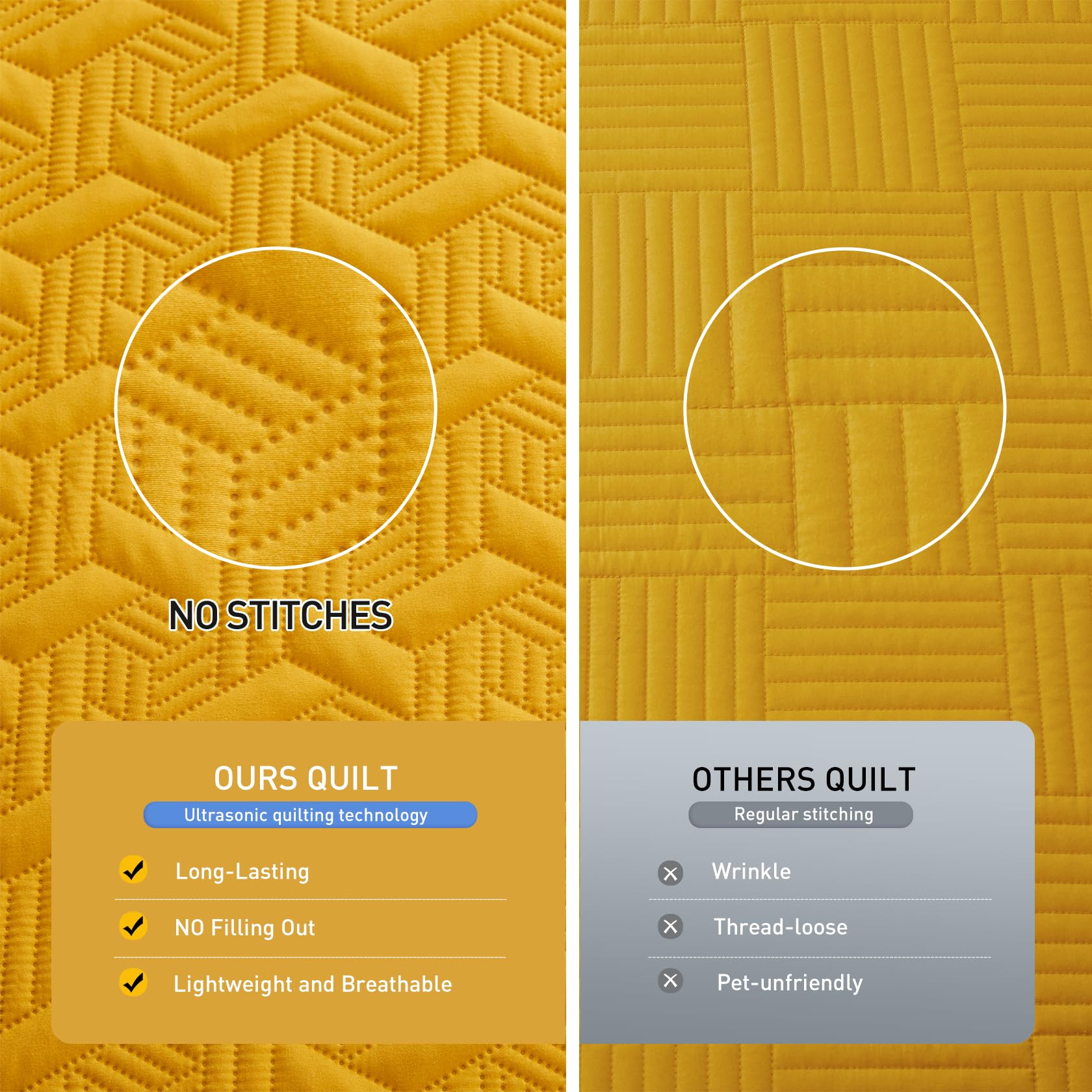 Microfiber Quilted Bedspread Set – Elegant Basket Pattern Ultrasonic Embossing, 3-Piece Soft & Breathable Bedspread Set