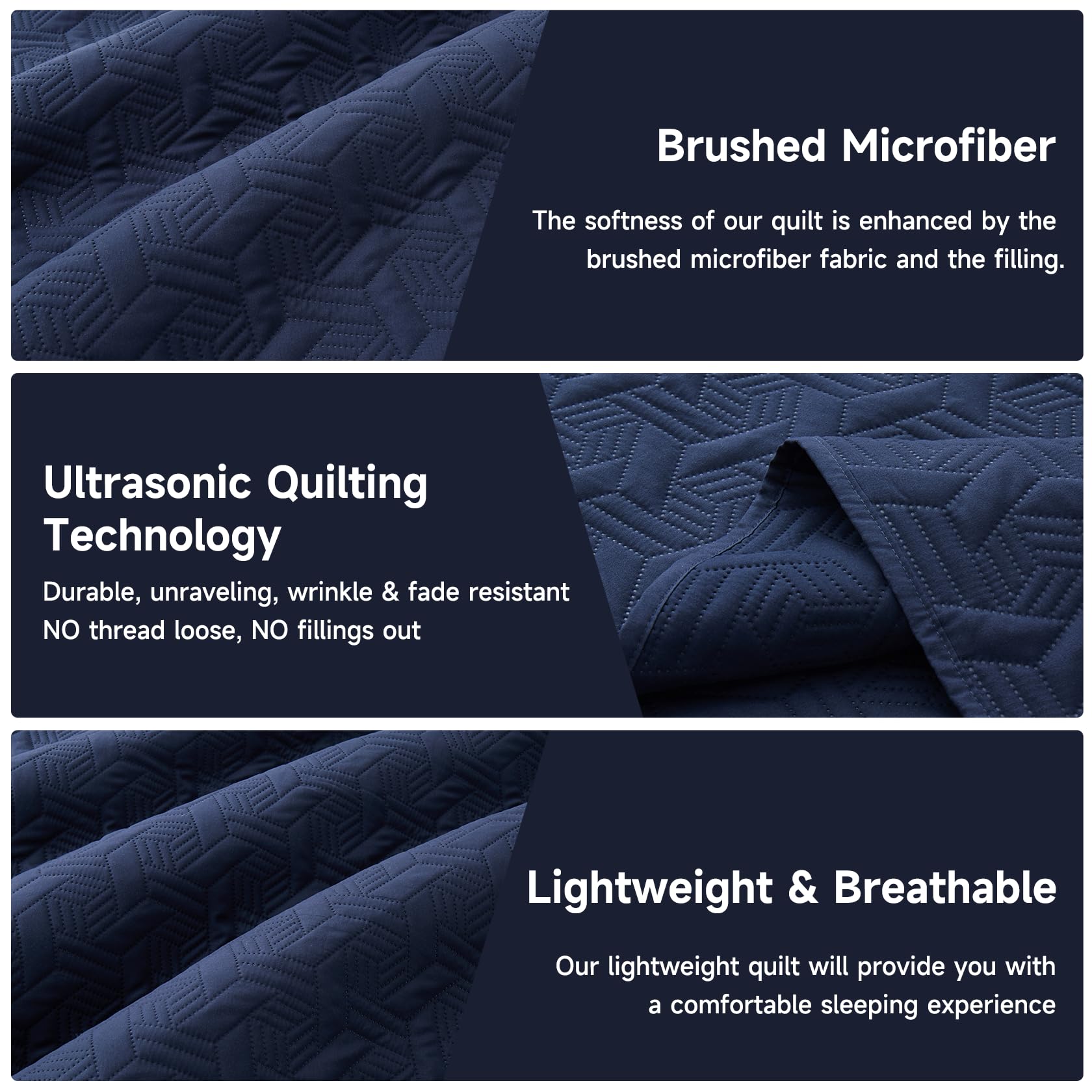 Microfiber Quilted Bedspread Set – Elegant Basket Pattern Ultrasonic Embossing, 3-Piece Soft & Breathable Bedspread Set