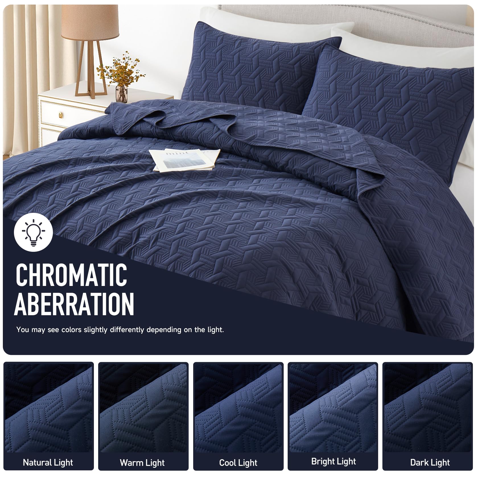 Microfiber Quilted Bedspread Set – Elegant Basket Pattern Ultrasonic Embossing, 3-Piece Soft & Breathable Bedspread Set