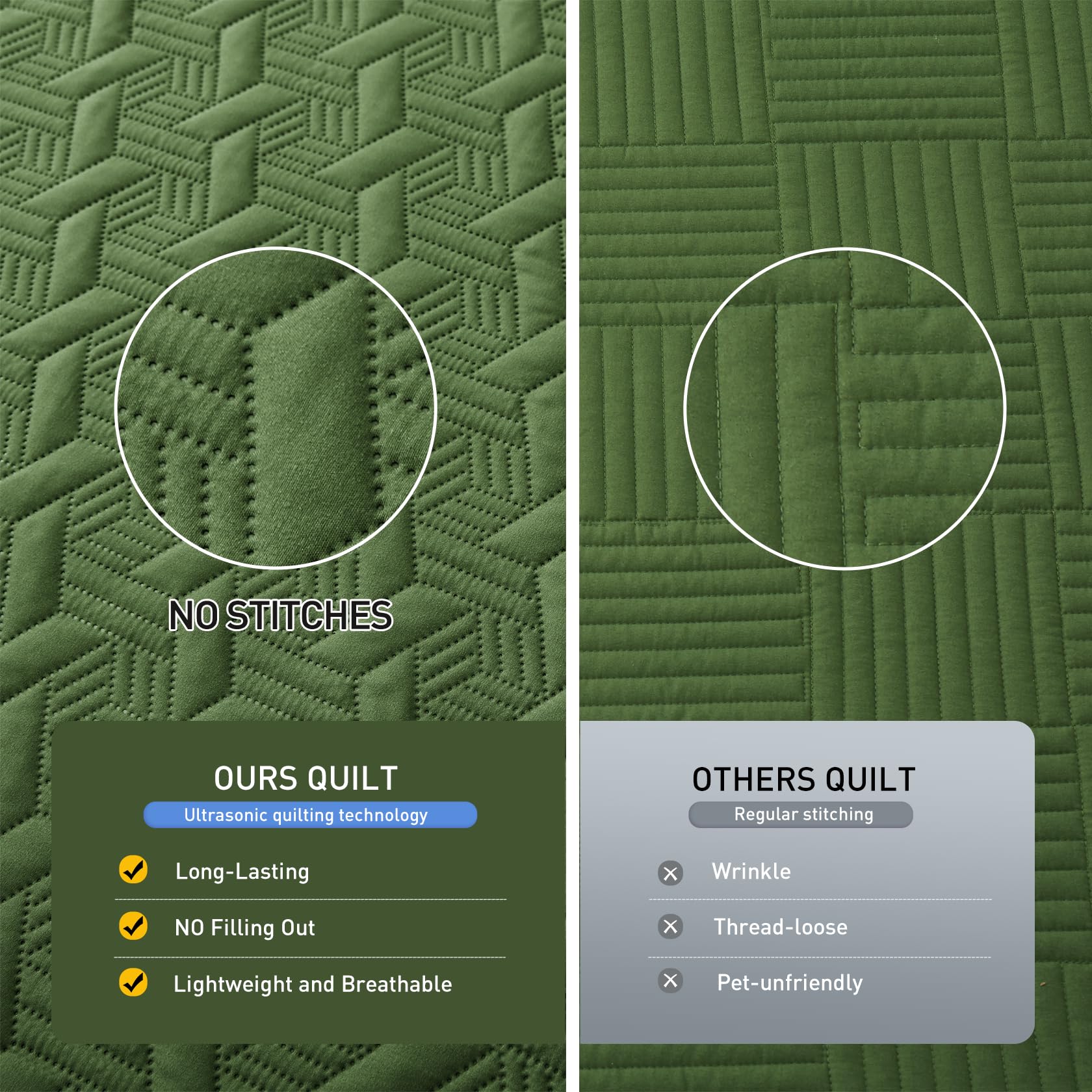 Microfiber Quilted Bedspread Set – Elegant Basket Pattern Ultrasonic Embossing, 3-Piece Soft & Breathable Bedspread Set