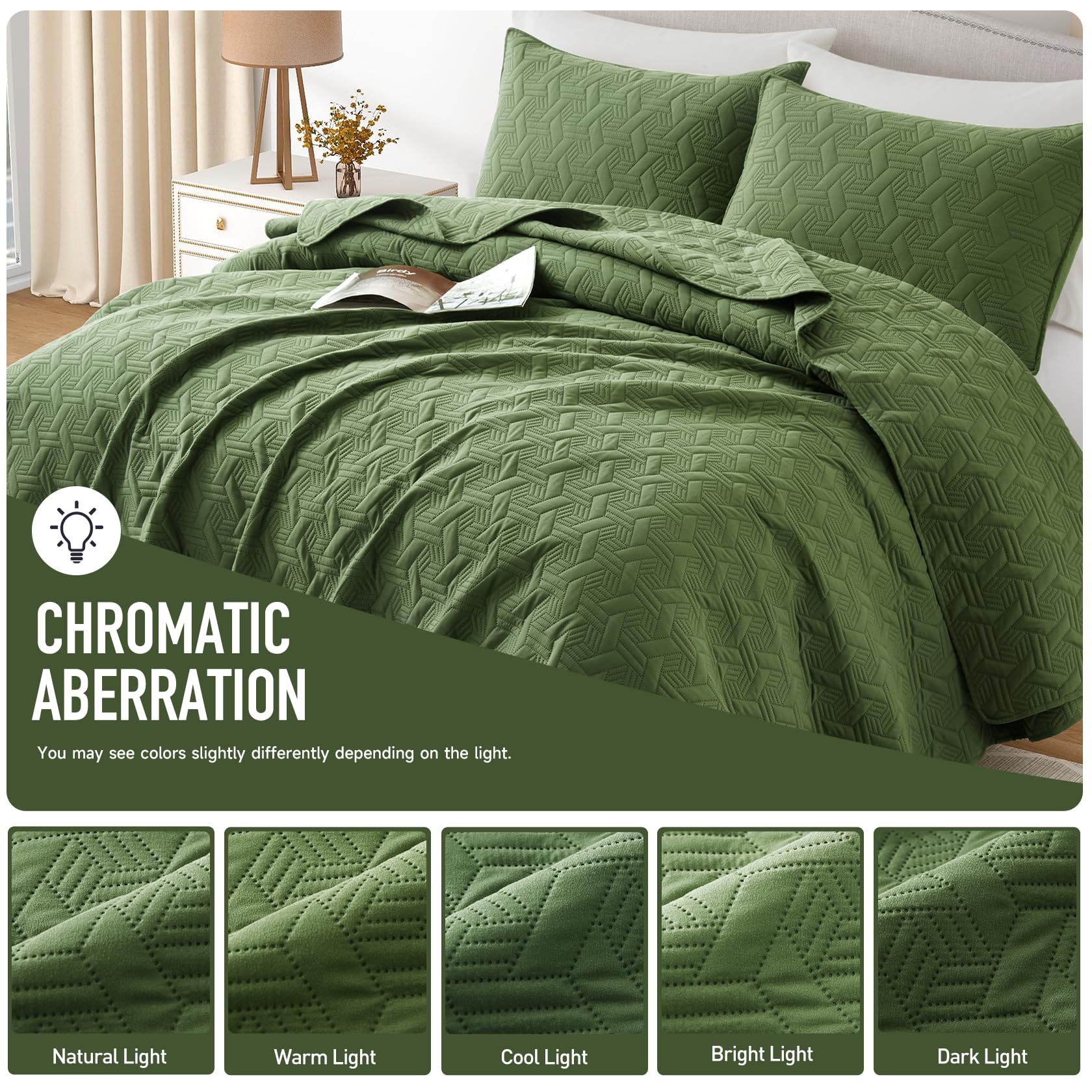 Microfiber Quilted Bedspread Set – Elegant Basket Pattern Ultrasonic Embossing, 3-Piece Soft & Breathable Bedspread Set